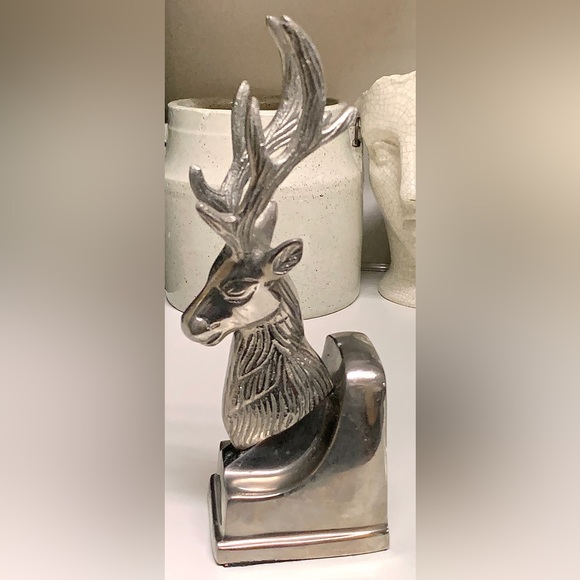 Vintage Silver Tone Buck Stag Antlered Deer Figurine Statuette Paperweight - Picture 9 of 16